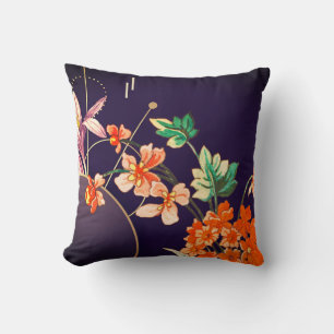 Almofada Floral Laranja Elegante Plantas oleaginosas