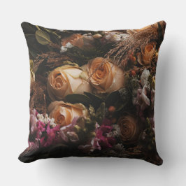 Almofada Floral laranja vintage escuro