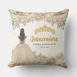 Almofada Floral Light Dourada Princesa Tiara Quinceanera