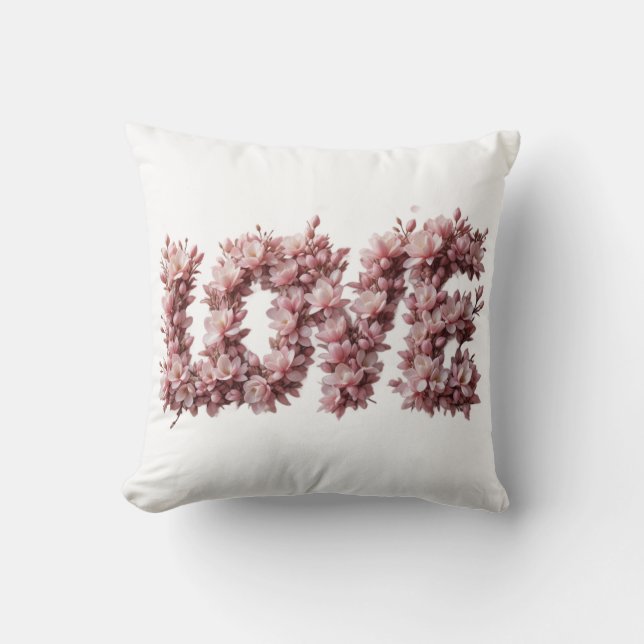 Almofada Floral 'LOVE' Pillow | Pink Cherry Blossom  (Frente)