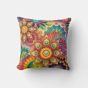 Almofada Floral Mandala Collage Travesseiro decorativo Psic