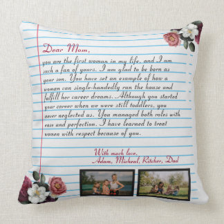 Almofada Floral Modern carta de amor manuscrita mensagem mã