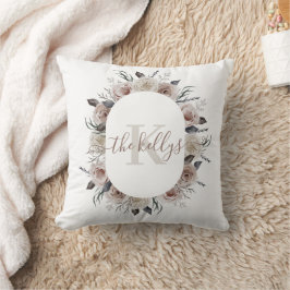 Almofada Floral Monogramada em Aquarela