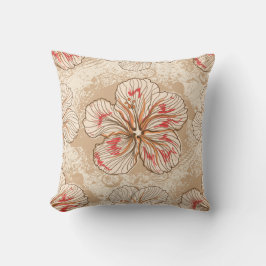 Almofada Floral no Travesseiro decorativo Castanho e Vermel