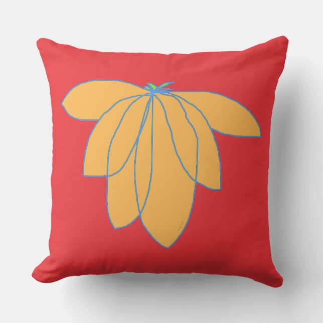 Almofada Floral ouro Em Vermelho (Frente)