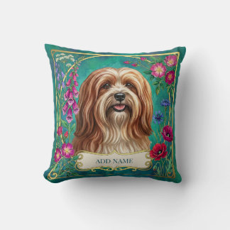 Almofada Floral Personalizada Lhasa Apso Vermelho