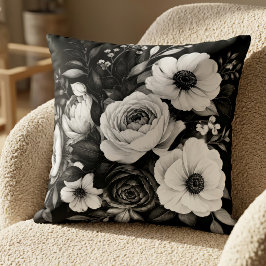 Almofada Floral Preto e Branco