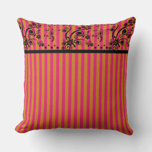 Almofada Floral Preto em Rosa - Travesseiro