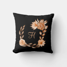 Almofada Floral Preto Marrom e Bege Monogramado