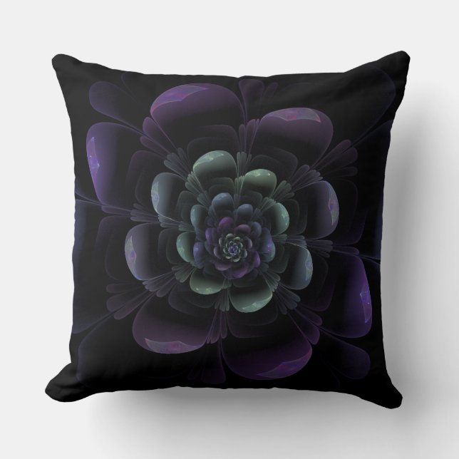Almofada Floral preto roxo lustroso (Frente)