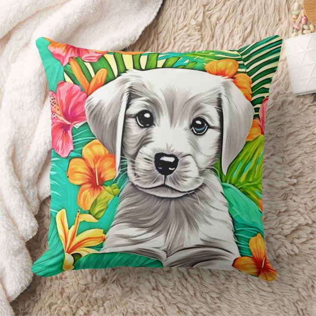 Almofada Floral Puppy Art (Cobertor)