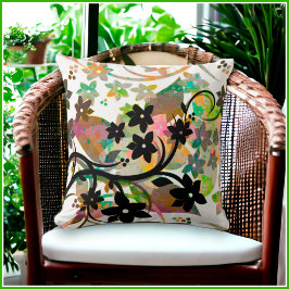 Almofada [Floral Retro] Desenho Gráfico Botânico Multicolor