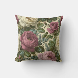 Almofada Floral Romântico Botânico Rosa Vintage Chic