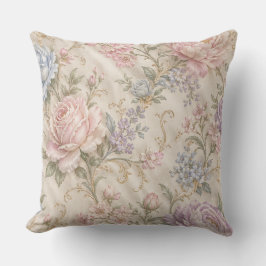 Almofada Floral Rosa Peônia Rosa Chic Desgastado Vintage