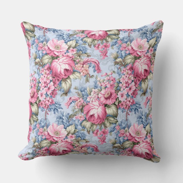 Almofada Floral Rosa Vintage  (Frente)
