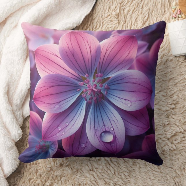 Almofada Floral Roxo e Flor Lilar Rosa (Cobertor)