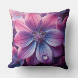 Almofada Floral Roxo e Flor Lilar Rosa