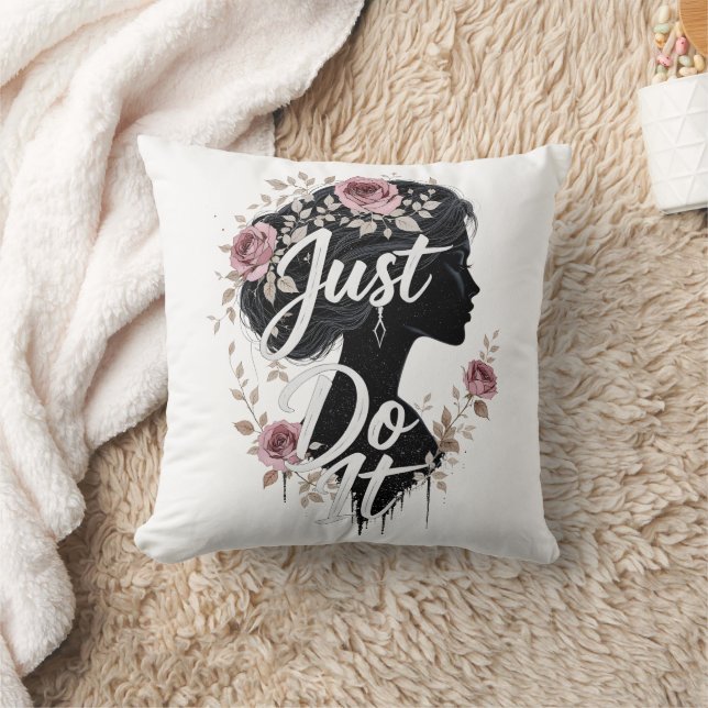 Almofada Floral Silhouette Just Do It on Throw Pillow (Cobertor)