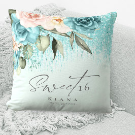 Almofada Floral Sparkles Sweet Six Teal ID912