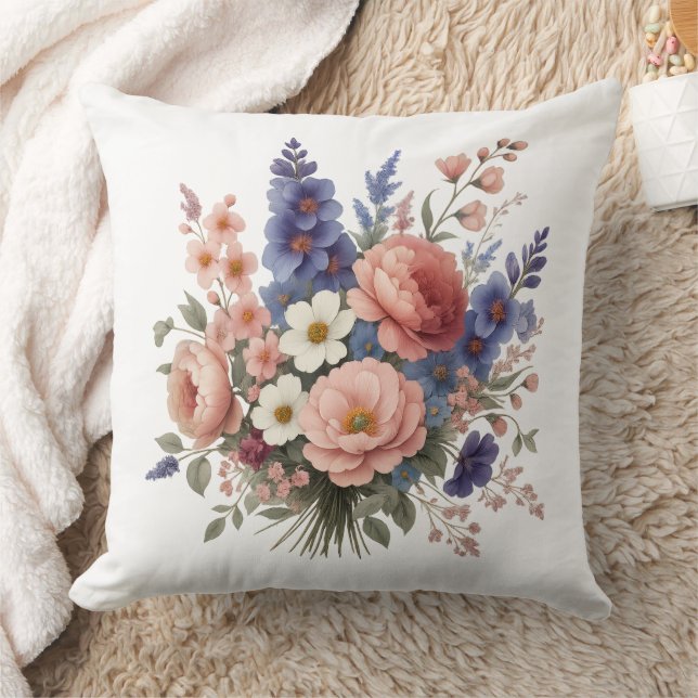 Almofada Floral Throw Pillow Elegant Spring Bouquet Cushion (Cobertor)