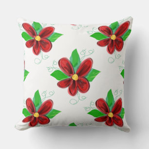 Almofada Floral Vermelho E Polka-pontos