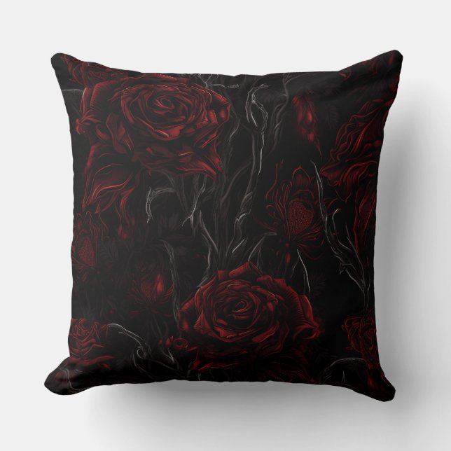 Almofada Floral Vermelho e Preto (Frente)