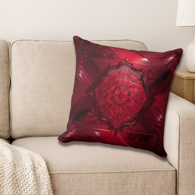 Almofada Floral Vermelho Elegante (Criador carregado)
