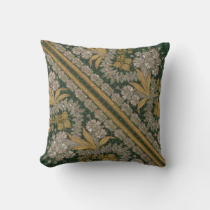 Almofada Floral Vintage Elegante Brocade Verde Dourado