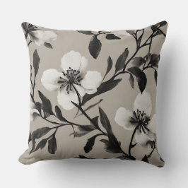 Almofada Floral Vintage Preto e Branco