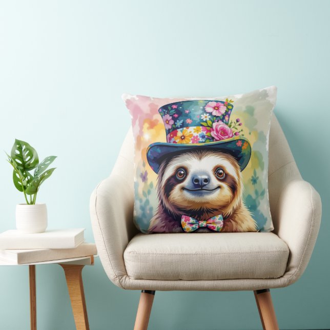 Almofada Floral Watercolor Sloths 2 (Cadeira)