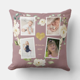 Almofada Floral We Love You MOM Photo Collage Dia de as mãe