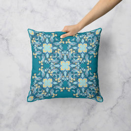 Almofada Floral Whirlwind em Teal