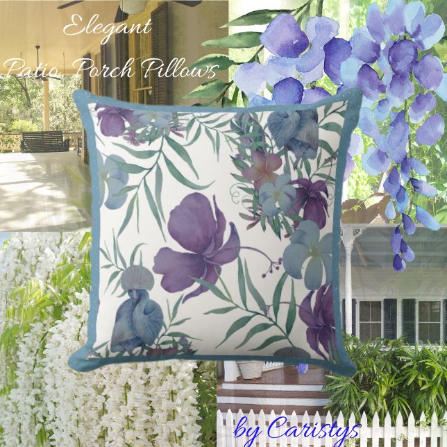 Almofada Florals Mauve, Slate Blue com Verde (Criador carregado)
