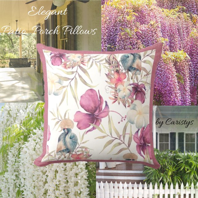 Almofada Florals Raspberry, Slate Blue com Greenery (Criador carregado)