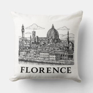 Almofada Florence Cityscape - Arte de Linha da Catedral Duo