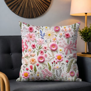 Almofada Flores 3D Rosa Elegantes Trendy Modern Chic
