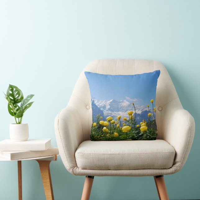 Almofada Flores | Alpes suíços Eiger Monch (Cadeira)