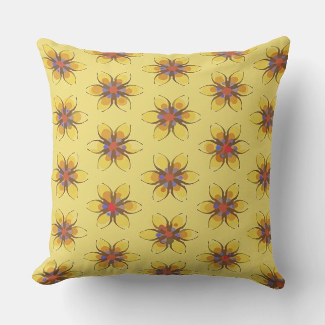 Almofada Flores Amarelas com Buds Laranja (Frente)
