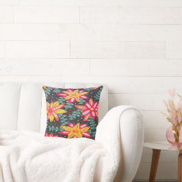 Almofada Flores Amarelas e Laranja Negros