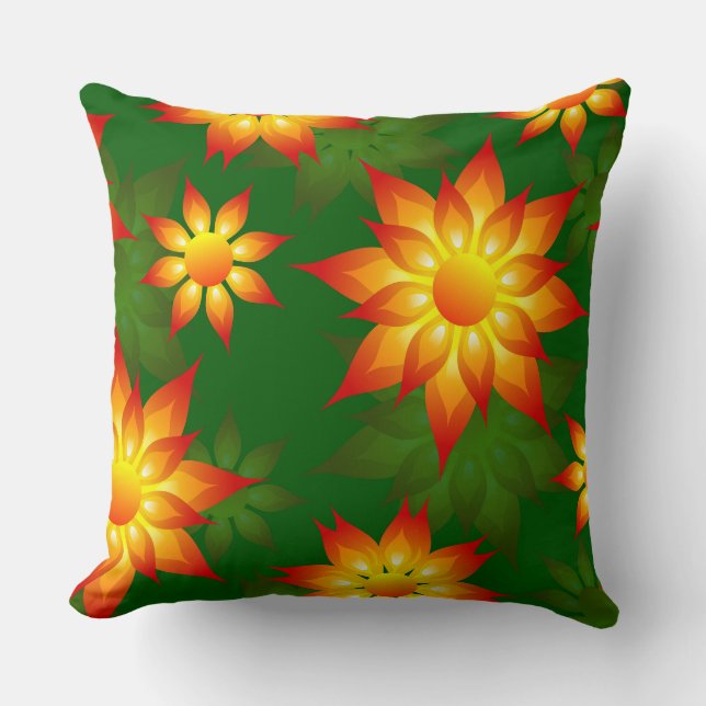 Almofada Flores Amarelas Florais com Fundo Verde-57557 (Frente)