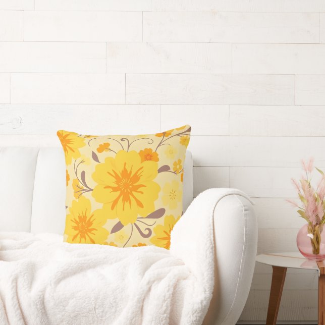 Almofada Flores Amarelas-Florais Retrovisoras (Sofá)