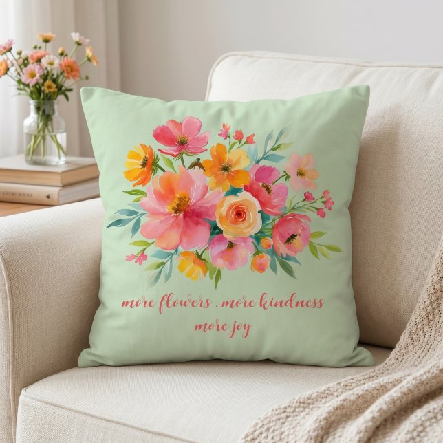 Almofada Flores Aquáticas Rosa Amarelo Citação de Bondade S (Criador carregado)