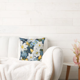 Almofada Flores Azuis Brancas