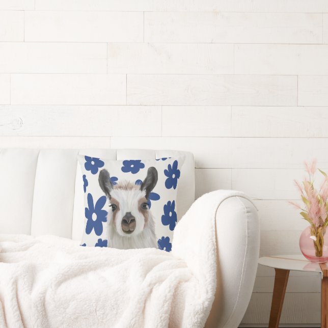 Almofada Flores Azuis Fluffy Llama (Sofá)