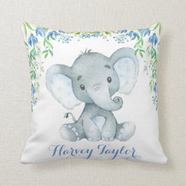 Almofada Flores Azuis Pastel Pastel, Nursery Boy Elephant B