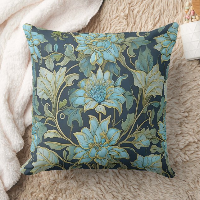 Almofada Flores Azul Teal William Morris (Cobertor)