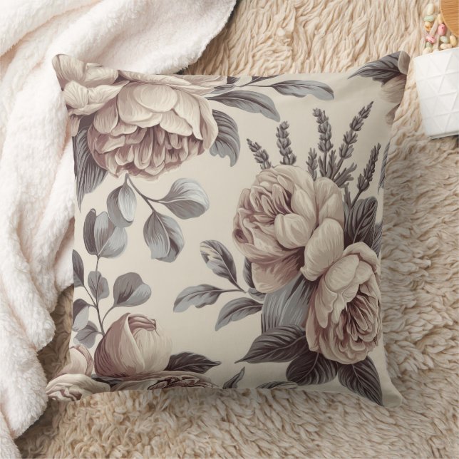 Almofada Flores Bege (Cobertor)