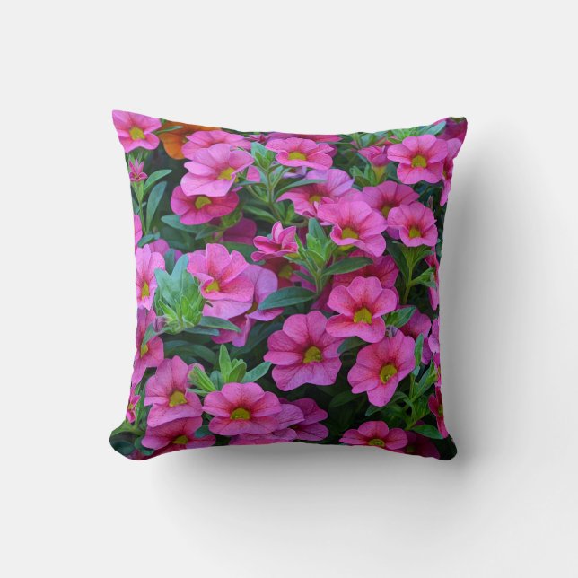 Almofada Flores bonito de petúnia rosa (Frente)