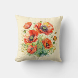 Almofada Flores Bonito Flores Selvagens Poppies Vermelhas