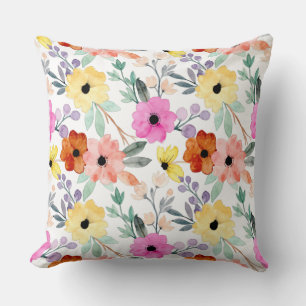 Almofada Flores Botânicas Florais Modernas De Aquarelas
